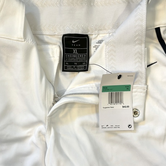 Youth Nike Baseball pants white with black trim - Picture 2 of 2